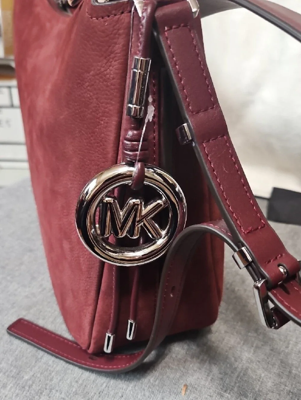 Michael Kors Suede Shoulder Bag in Deep Wine NWT Gorgeous Bag!